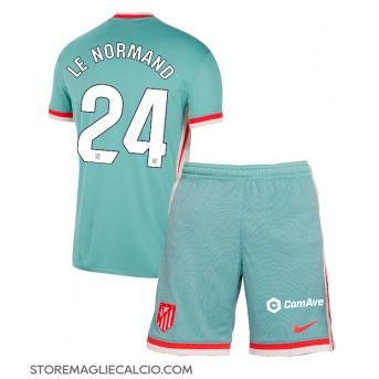 Atletico Madrid Robin Le Normand #24 Maglia Gara Trasferta Repliche 2024-25 Bambino Maniche Corte